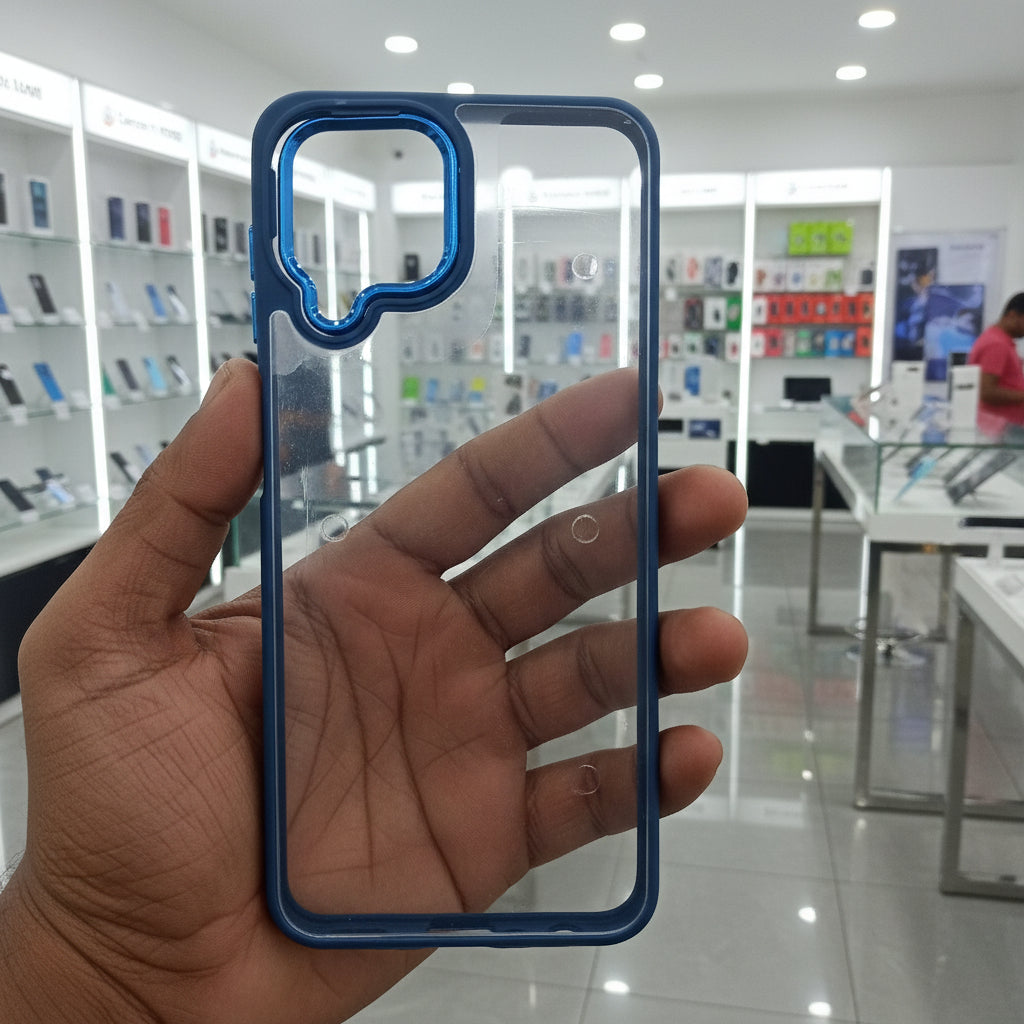 Transparent Design Case For Samsung Galaxy M53 5G Electroplating Camera Phone Cover Blue Onezeros.in