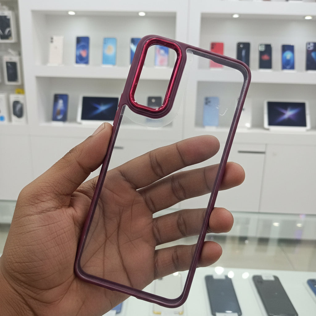 Transparent Design Case For Vivo Y20 Electroplating Camera Phone Cover Maroon Onezeros.in