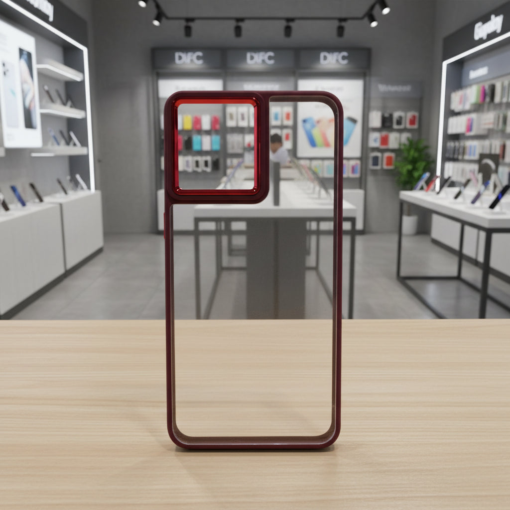 Transparent Design Phone Cover For OnePlus 10R 5G Electroplating Camera Phone Case Maroon Onezeros.in